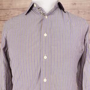 Robert Graham Shirt Mens Medium Purple Stripe Floral Flip Cuff Button Up Casual